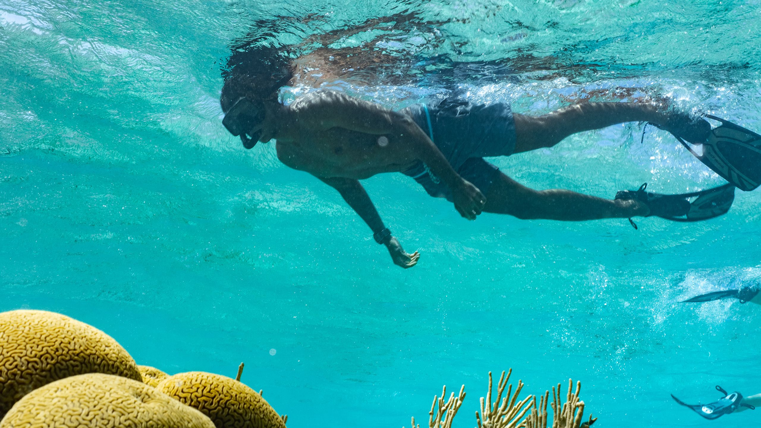 Man snorkeling in Aruba
