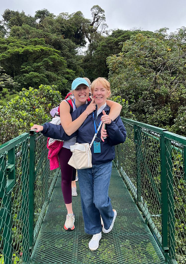 Visitors on a bridge in Costa Rica