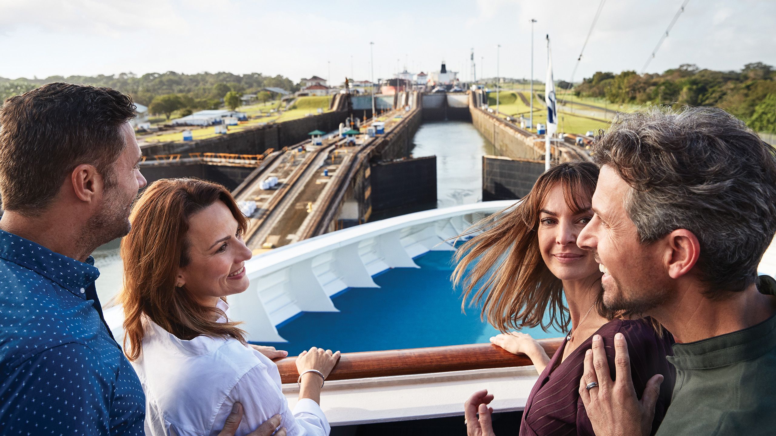 Visitors onboard a Panama Canal cruise